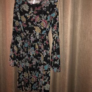 Sheer black floral dress, size M